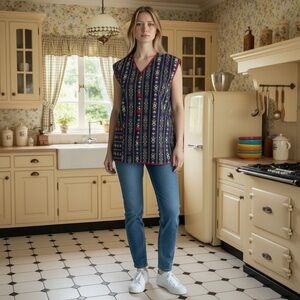 Vintage printed Housecoat Apron beautifully homemade for domestic diva